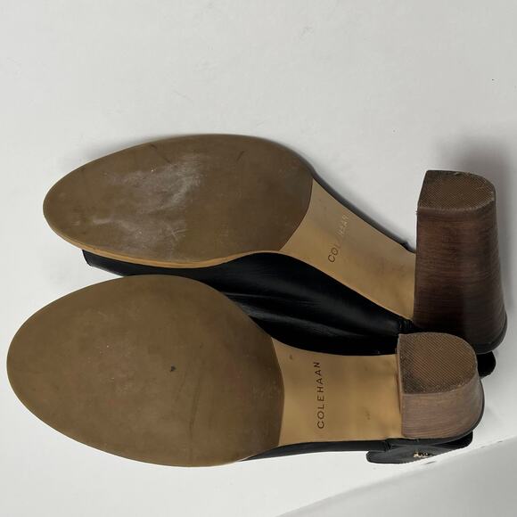 Cole Haan Women's Leather Black Wrey Open Toe Sling Bootie Stacked Heel Size 9.5 - Picture 6 of 11